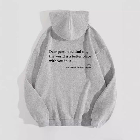 Women's fleece sweater plain letter print kangaroo pocket drawstring print hoodie m301967