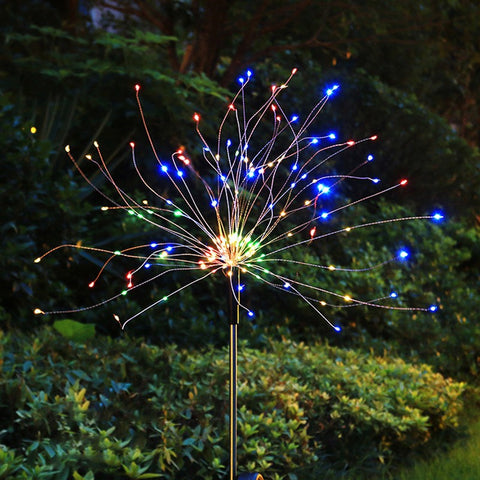 Fireworks, solar powered ground mounted dandelion string, outdoor waterproof m3331169