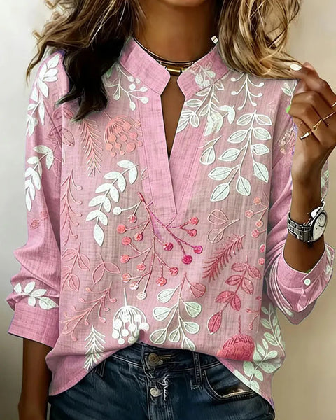 3D digital printing pullover V-neck long-sleeved women's top m303016