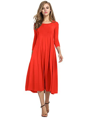 Autumn and winter dress solid color fashion big swing dress m302776