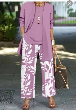 Jacket with vest top and elegant slacks 3-piece women's set m302760