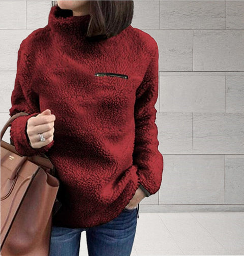Autumn new sweater women's fashion zipper turtleneck bottoming top m301925