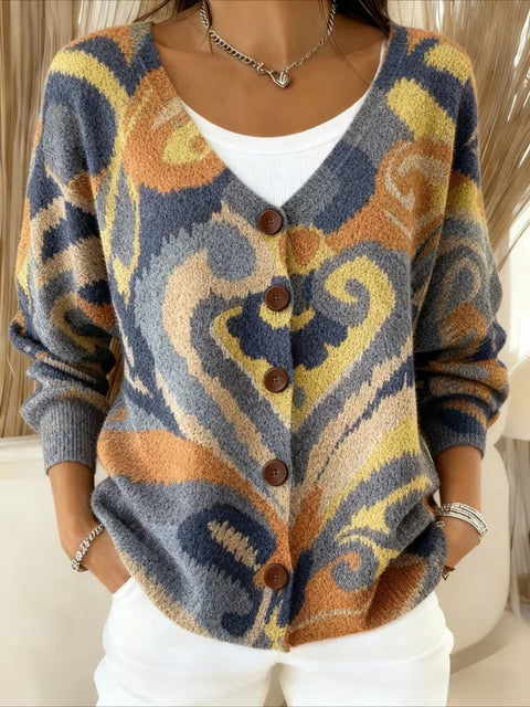 Button knitted hooded cardigan jacket autumn and winter new m303072