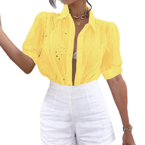 Hollow T-shirt short-sleeved blouse m301406