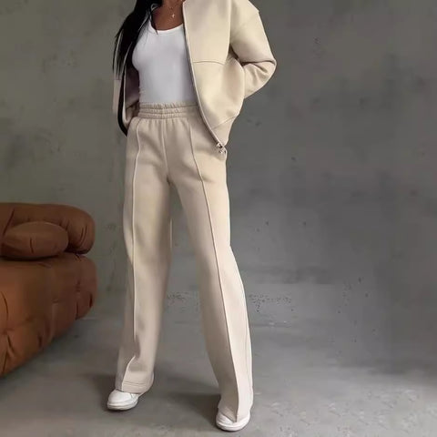 Winter velvet women's suit women's solid color sweater casual suit m301676