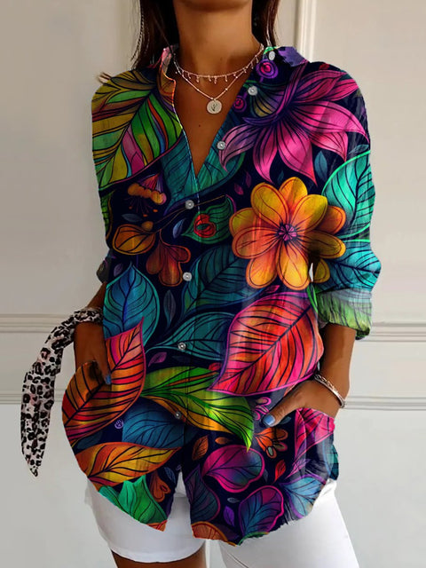 3D digital printing abstract pattern women's long shirt shoulder sleeve shirt m302463