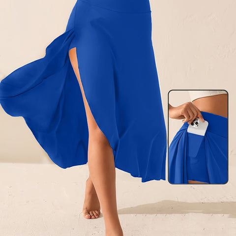 Temperament elegant ruffle leaf drape fashion solid color skirt m302835
