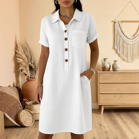 Summer new comfortable casual pocket cotton women's dress m302972