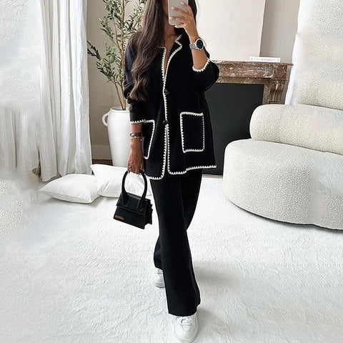 Women's suit autumn new fashion casual loose solid color two-piece set m301321