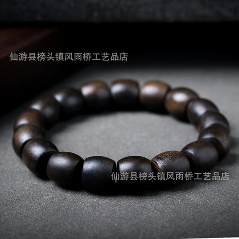 Agarwood Black Qinan High Oil Submerged High Quality Wooden Agarwood Bracelet 108 Buddha Beads Barrel Beads Hand Jewelry m3331277