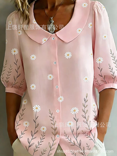 3D digital printing women's versatile flower spring and summer fashion shirt m302608