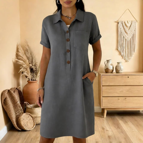 Summer new comfortable casual pocket cotton women's dress m302972