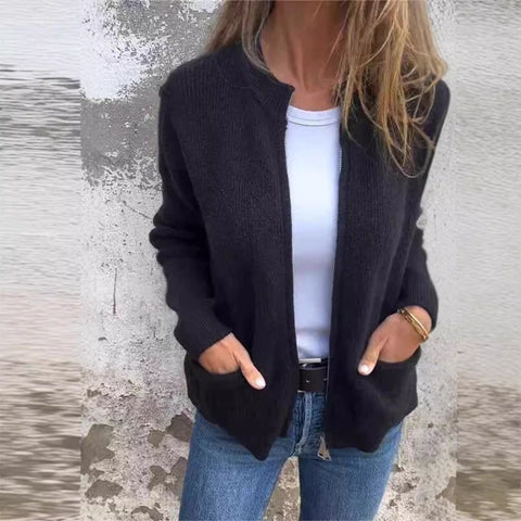 Autumn and winter women's clothing new casual fashion solid color pocket cardigan jacket women's clothing m301668