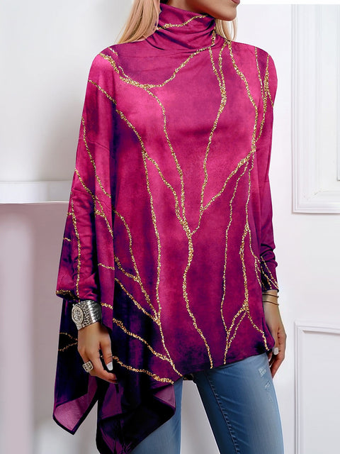 3D printing loose turtleneck urban casual women's T-shirt m302409