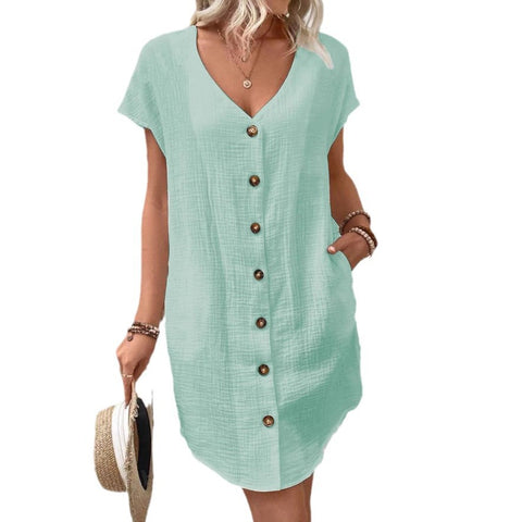 Summer simple V-neck button dress women's vest skirt m301482