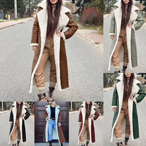 Coat fur integrated coat thickened plush winter lamb wool long m300685