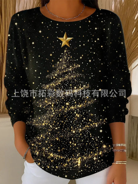 3D digital printing women's fashion round neck casual long-sleeved top m302157