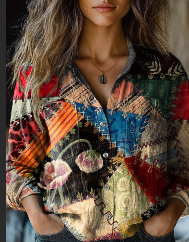 V-neck printed shirt m302770