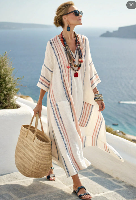 Elegant large size printed long pendulum dress m301523