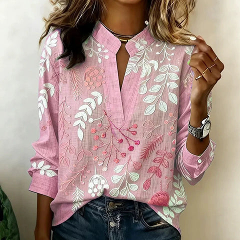 3D digital printing pullover V-neck long-sleeved women's top m303016