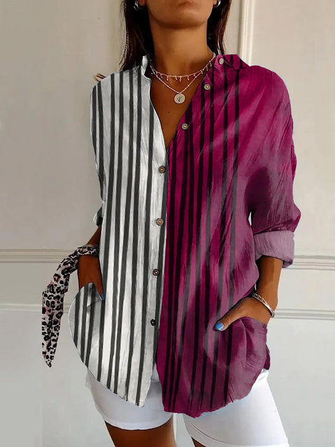 3D digital printing abstract pattern women's long shirt shoulder sleeve shirt m302463