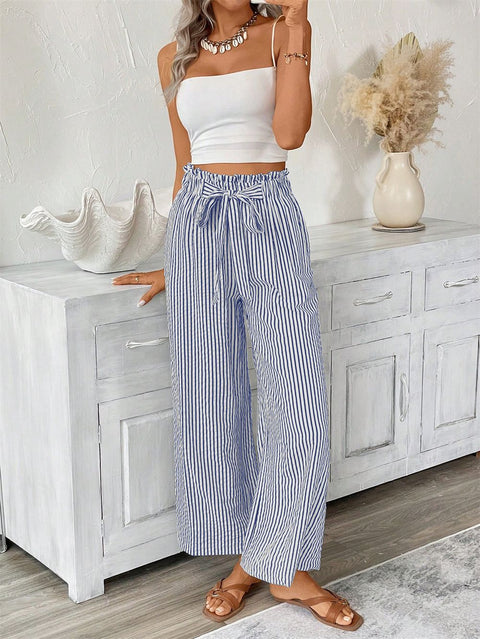 Striped casual elegant straight-leg pants for women m301455