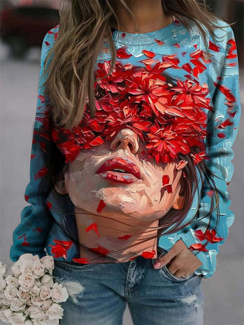 3D digital printing European and American women pullover casual urban shoulder plugs m302123