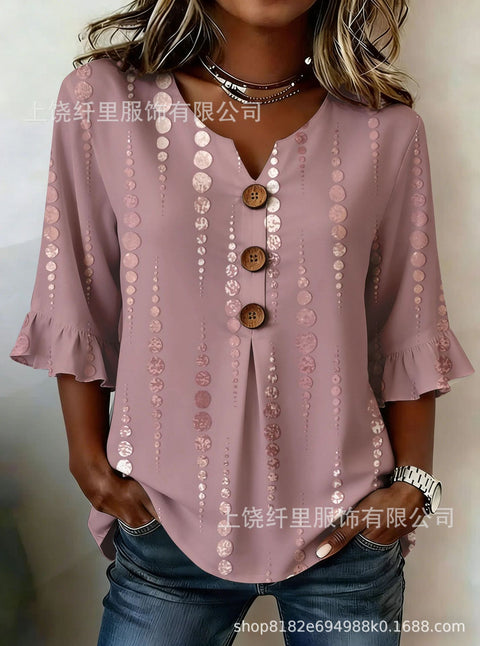 3D digital printing floral pattern women's long-sleeved buckle cardigan top m302703