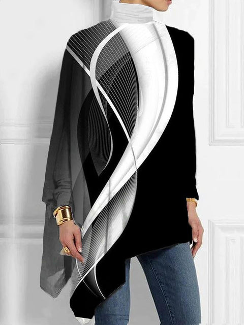 3D printing loose turtleneck urban casual women's T-shirt m302409