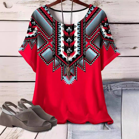 Retro printed cotton short-sleeved T-shirt early spring new versatile crew neck bottoming shirt m301287