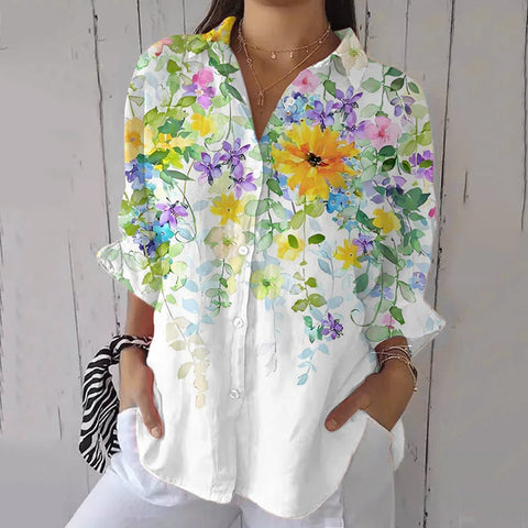 women's large size summer women's casual floral shirt women's small daisy shirt 3D printed shirt m301735