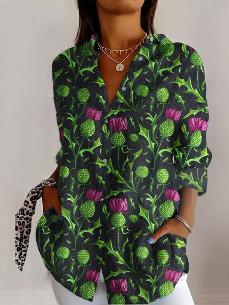 women's large size summer women's casual floral shirt women's small daisy shirt 3D printed shirt m301735