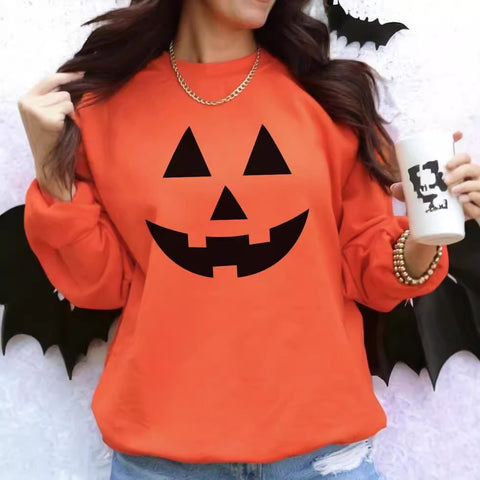 Halloween printed crew neck pullover sweater foreign trade women's clothing m301629