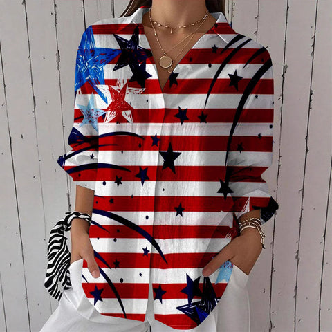 Spring and Autumn Independence Day national flag printed shirt new explosion 372