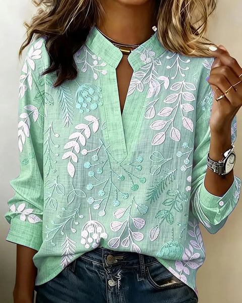 3D digital printing pullover V-neck long-sleeved women's top m303016