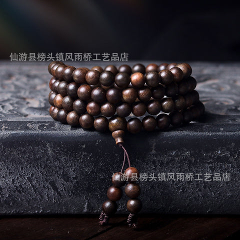 Agarwood Black Qinan High Oil Submerged High Quality Wooden Agarwood Bracelet 108 Buddha Beads Barrel Beads Hand Jewelry m3331277