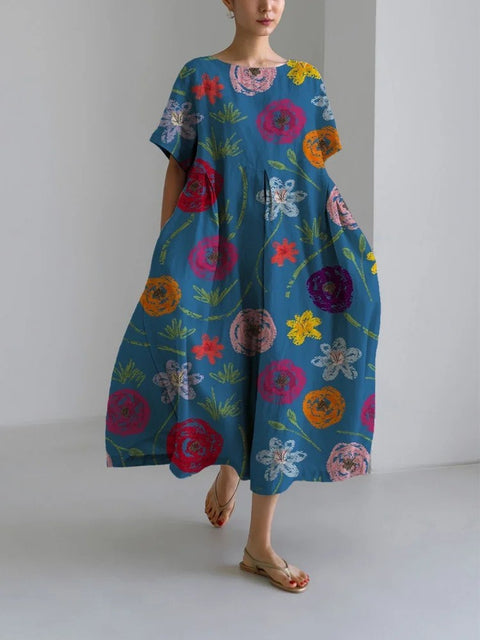 3D imitation cotton pull frame craft women's pendulum dress m301038