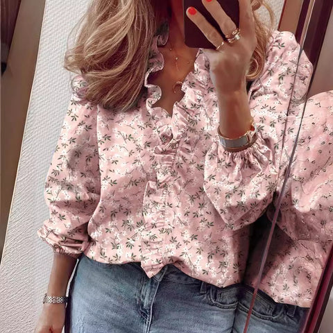Long Sleeve Ruffle Shirt Women's Shirt m301332
