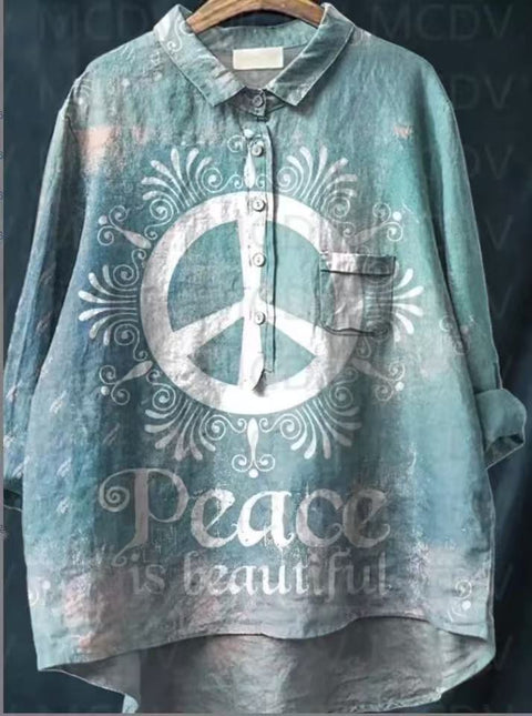 Loose printing round neck casual large size women's T-shirt m302702