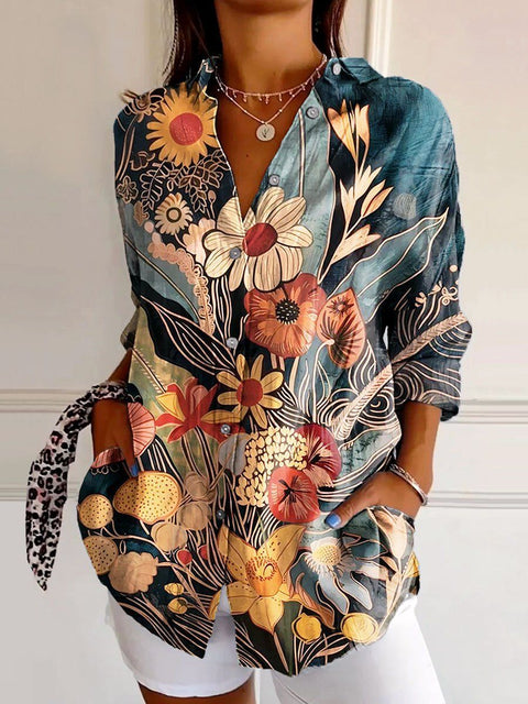 3D digital printing abstract pattern women's long shirt shoulder sleeve shirt m302463