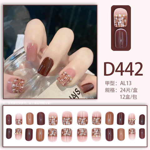 Elegant and fresh temperament wind manicure ice transparent rhinestone removable wearable nail m5010688