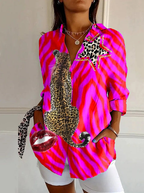 Summer trend long-sleeved shirt flower pattern printing 3D shirt m301226