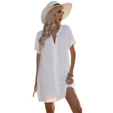 Summer Casual V-neck Shirt Dress Beach Dress m302046