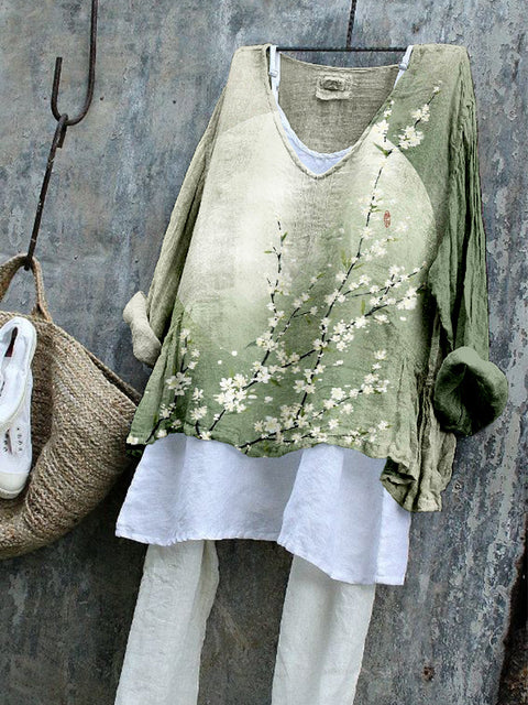 V-neck single piece long sleeve 3D digital printing m301043