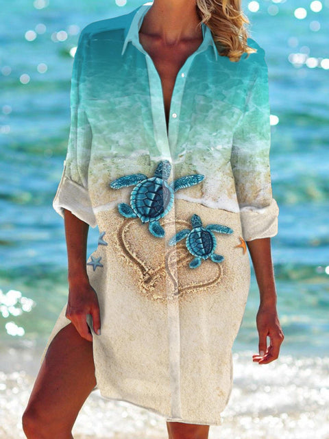Bikini jacket shirt swimsuit cardigan women's printed resort beach shirt m301274