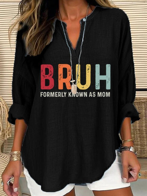 Loose 3D Printed V-Neck Shirt Long Sleeve T-Shirt m301360