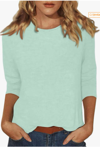 Crew neck print solid color T-shirt m300770