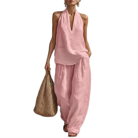 Women's linen two-piece vest vest set commuter m302512