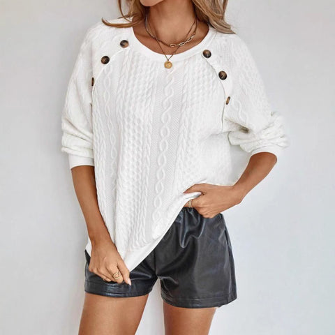 Winter casual crew neck button twist knitted pullover sweater m301487