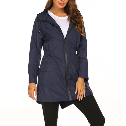 Women's new outdoor jacket, waist hooded light and thin rainproof raincoat jacket m301831